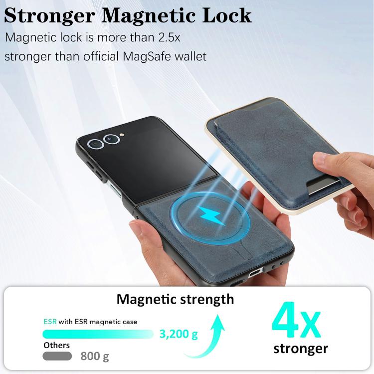 For Samsung Galaxy Z Flip7 Kalebol Slim MagSafe Ring Magnetic Card Bag Leather Phone Case