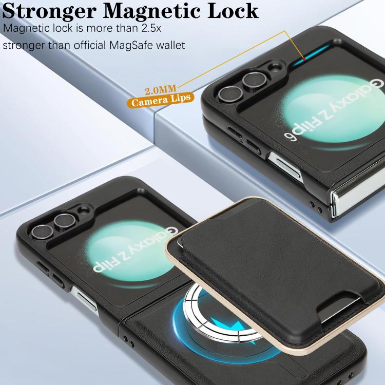For Samsung Galaxy Z Flip6 / Flip7 FE Kalebol Slim MagSafe Ring Magnetic Card Bag Leather Phone Case