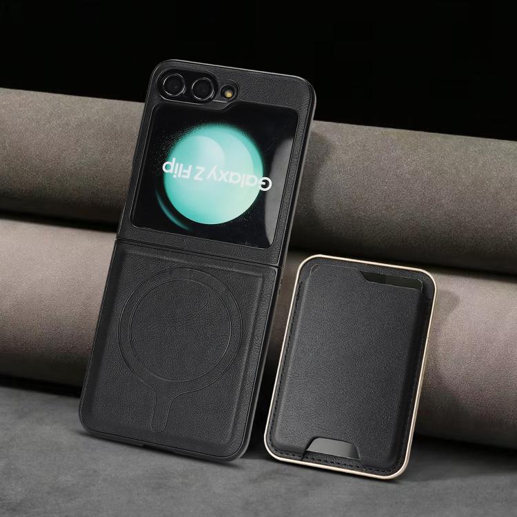 For Samsung Galaxy Z Flip6 / Flip7 FE Kalebol Slim MagSafe Ring Magnetic Card Bag Leather Phone Case