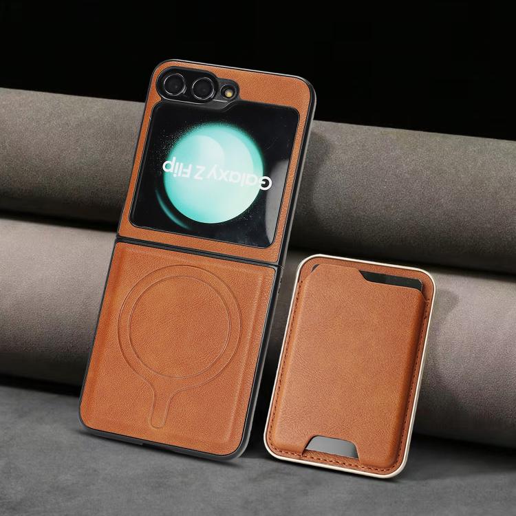For Samsung Galaxy Z Flip6 / Flip7 FE Kalebol Slim MagSafe Ring Magnetic Card Bag Leather Phone Case