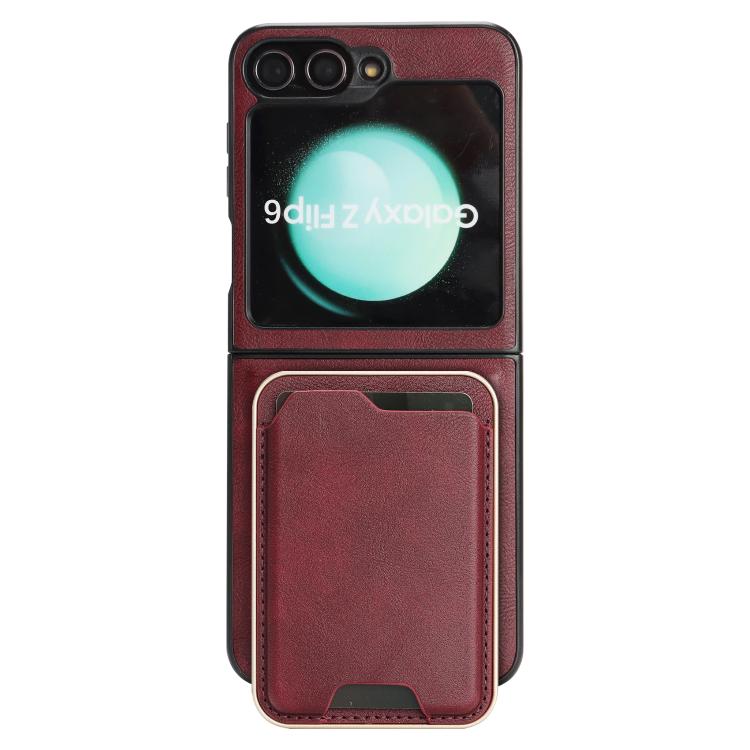 For Samsung Galaxy Z Flip6 / Flip7 FE Kalebol Slim MagSafe Ring Magnetic Card Bag Leather Phone Case