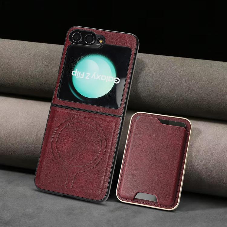 For Samsung Galaxy Z Flip6 / Flip7 FE Kalebol Slim MagSafe Ring Magnetic Card Bag Leather Phone Case