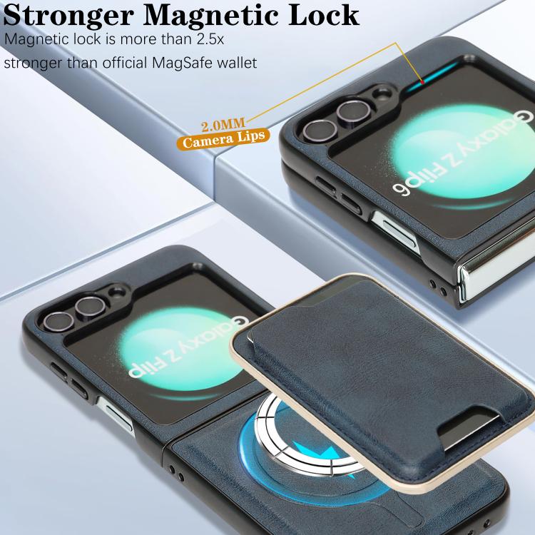 For Samsung Galaxy Z Flip6 / Flip7 FE Kalebol Slim MagSafe Ring Magnetic Card Bag Leather Phone Case