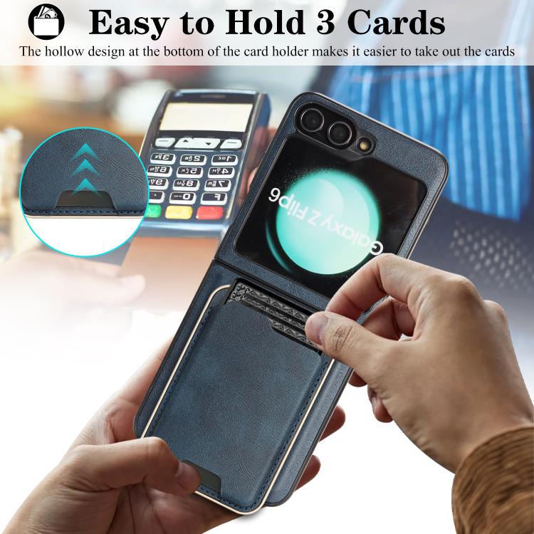 For Samsung Galaxy Z Flip6 / Flip7 FE Kalebol Slim MagSafe Ring Magnetic Card Bag Leather Phone Case