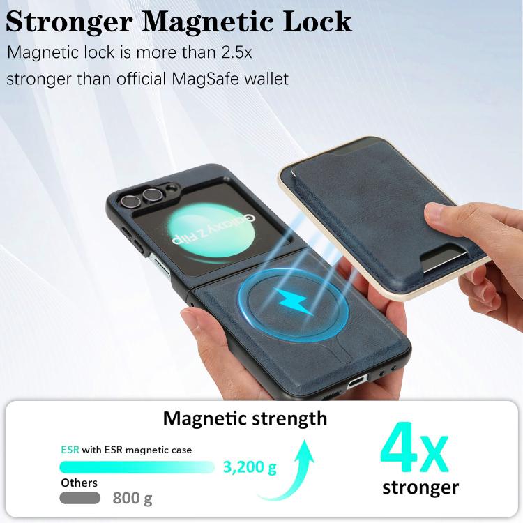 For Samsung Galaxy Z Flip6 / Flip7 FE Kalebol Slim MagSafe Ring Magnetic Card Bag Leather Phone Case