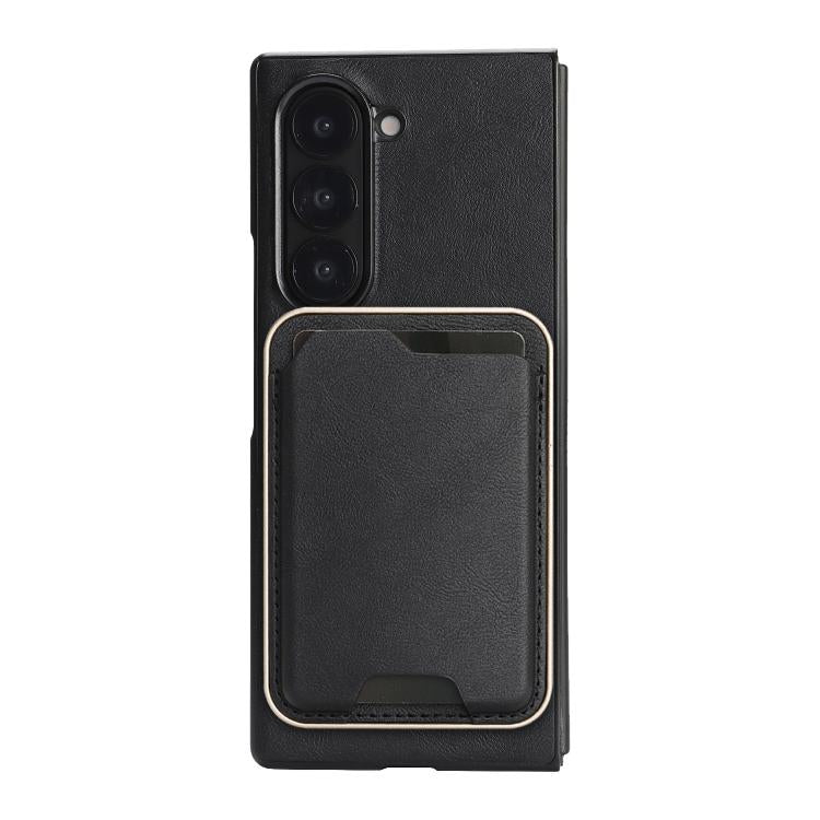 For Samsung Galaxy Z Fold6 Kalebol Slim MagSafe Ring Magnetic Card Bag Leather Phone Case