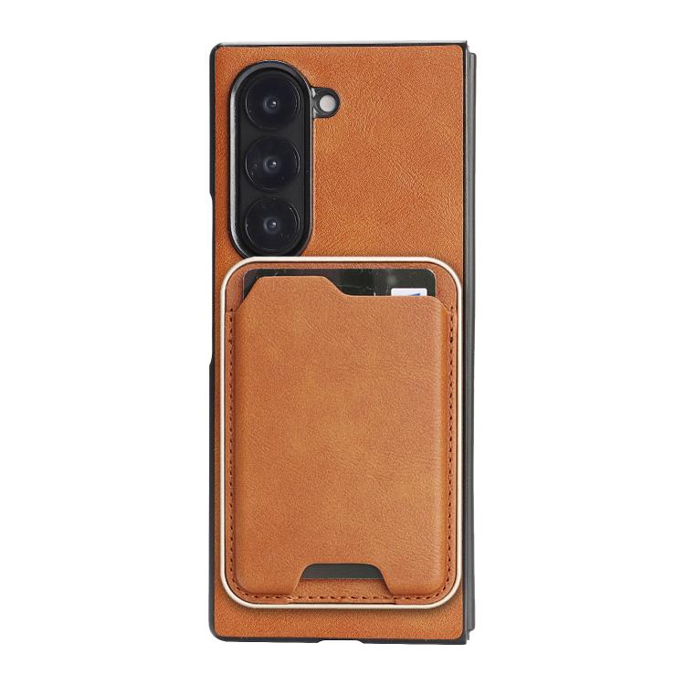 For Samsung Galaxy Z Fold6 Kalebol Slim MagSafe Ring Magnetic Card Bag Leather Phone Case