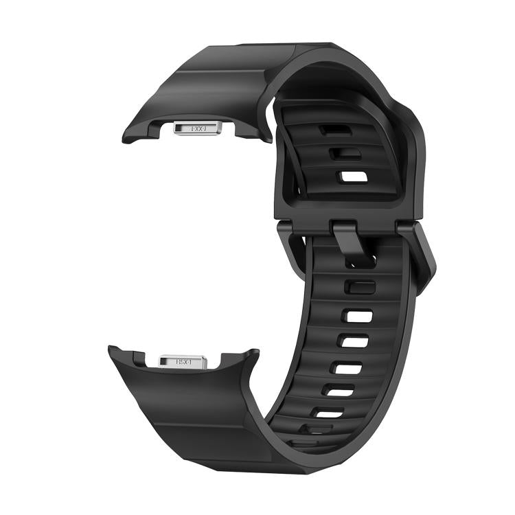 For Samsung Galaxy Watch8 / Watch8 Classic Wave Black Buckle Silicone Watch Band