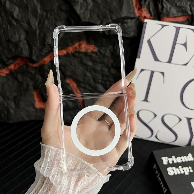 For Samsung Galaxy Z Flip7 5G Clear MagSafe Four-corner Anti-fall Phone Case - Transparent