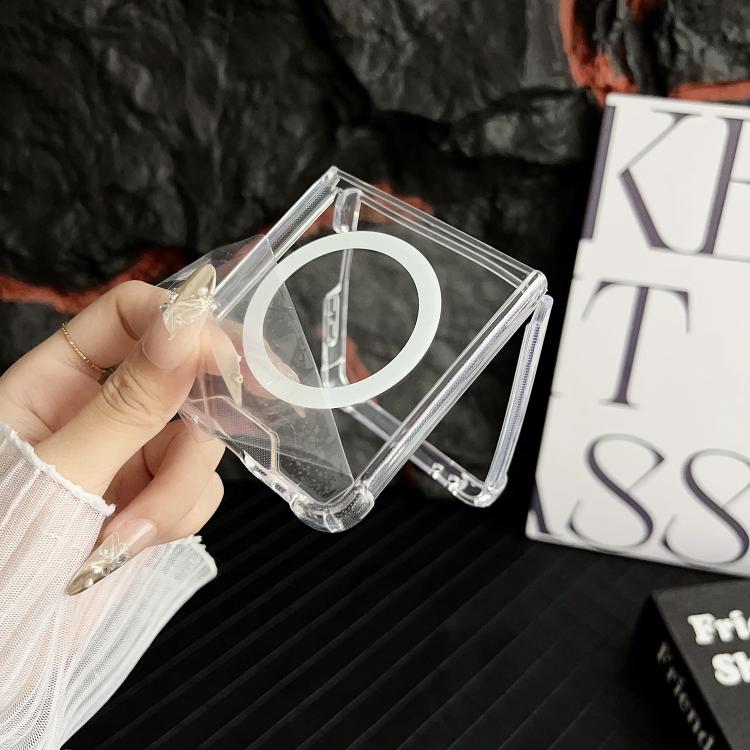 For Samsung Galaxy Z Flip7 5G Clear MagSafe Four-corner Anti-fall Phone Case - Transparent