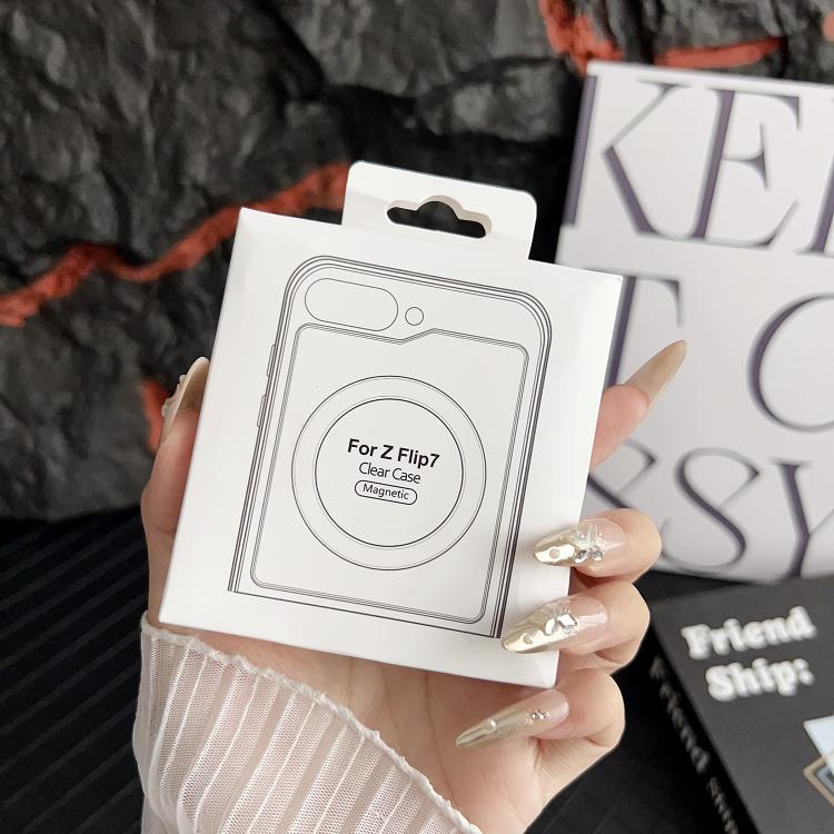 For Samsung Galaxy Z Flip7 5G Clear MagSafe Four-corner Anti-fall Phone Case - Transparent