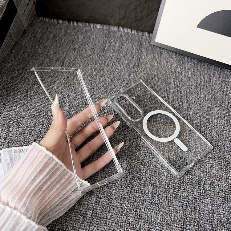 For Samsung Galaxy Z Fold7 5G Clear MagSafe Four-corner Anti-fall Phone Case - Transparent