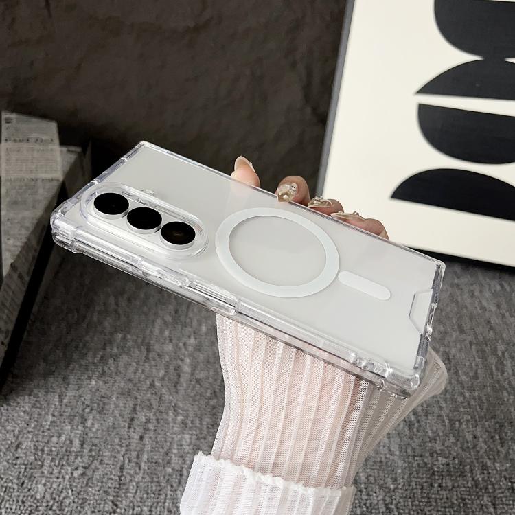 For Samsung Galaxy Z Fold7 5G Clear MagSafe Four-corner Anti-fall Phone Case - Transparent