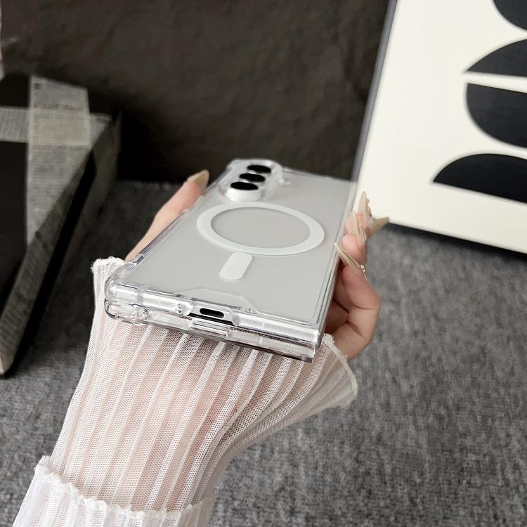 For Samsung Galaxy Z Fold7 5G Clear MagSafe Four-corner Anti-fall Phone Case - Transparent