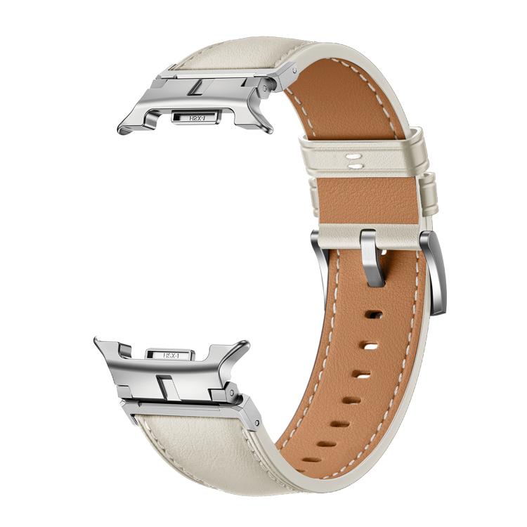 For Samsung Galaxy Watch8 / Watch8 Classic Metal Head Connector Genuine Leather Watch Band