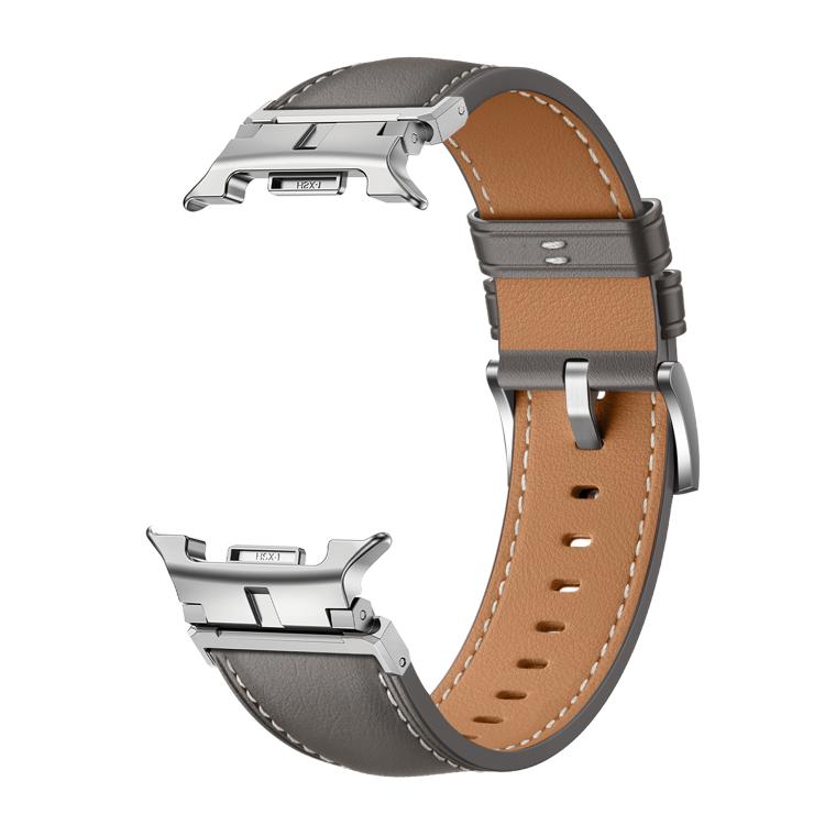 For Samsung Galaxy Watch8 / Watch8 Classic Metal Head Connector Genuine Leather Watch Band