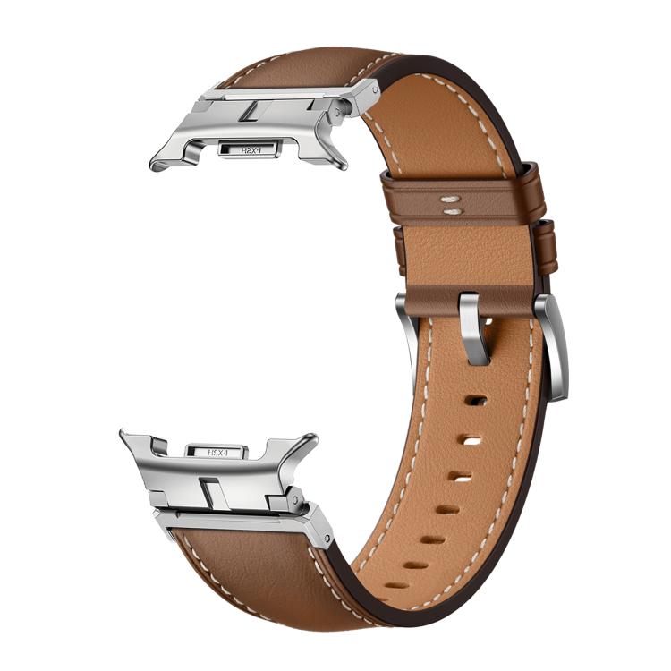 For Samsung Galaxy Watch8 / Watch8 Classic Metal Head Connector Genuine Leather Watch Band