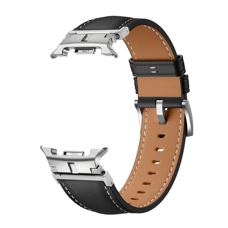 For Samsung Galaxy Watch8 / Watch8 Classic Metal Head Connector Genuine Leather Watch Band