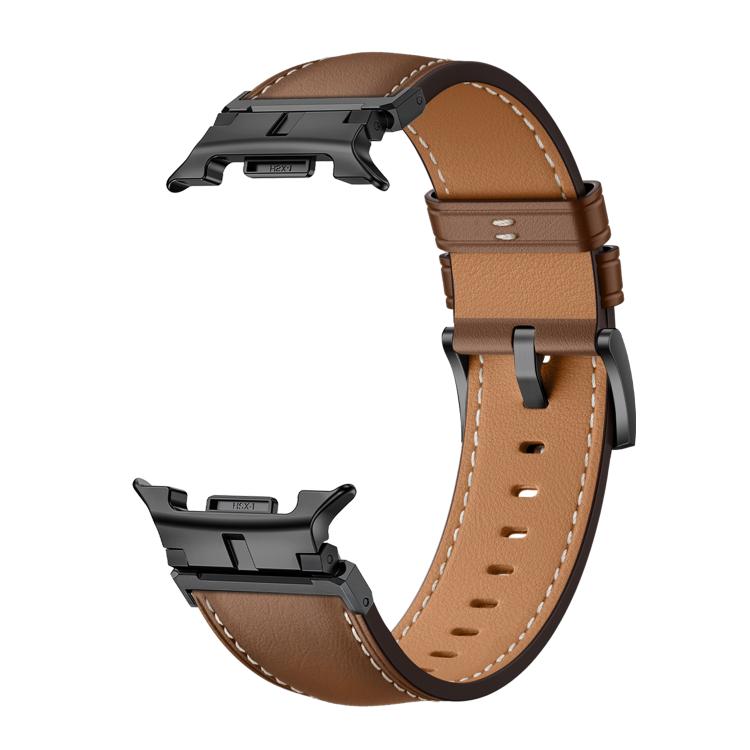 For Samsung Galaxy Watch8 / Watch8 Classic Metal Head Connector Genuine Leather Watch Band