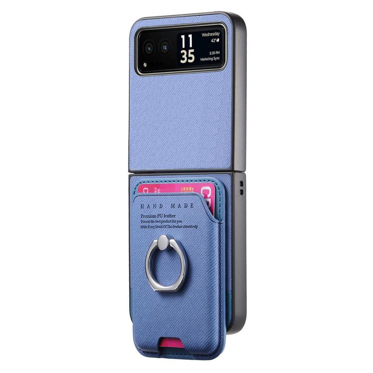 For Motorola Moto Razr 40 Twill Fabric Card Bag Ring Magnetic Back Phone Case