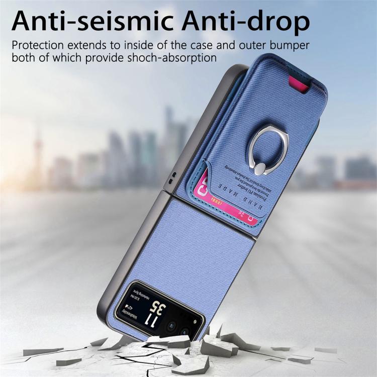 For Motorola Moto Razr 40 Twill Fabric Card Bag Ring Magnetic Back Phone Case