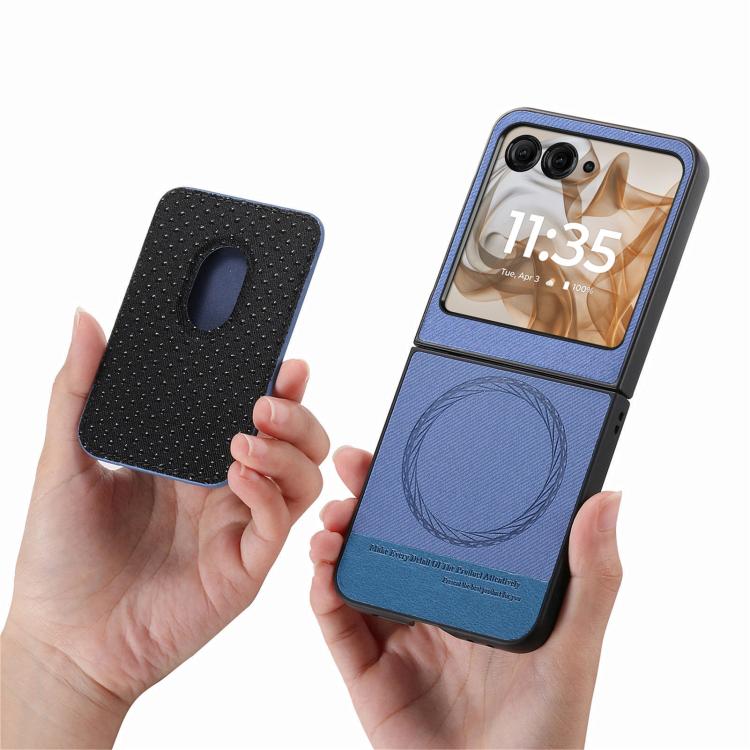 For Motorola Moto Razr 50 / 60 Twill Fabric Card Bag Ring Magnetic Back Phone Case