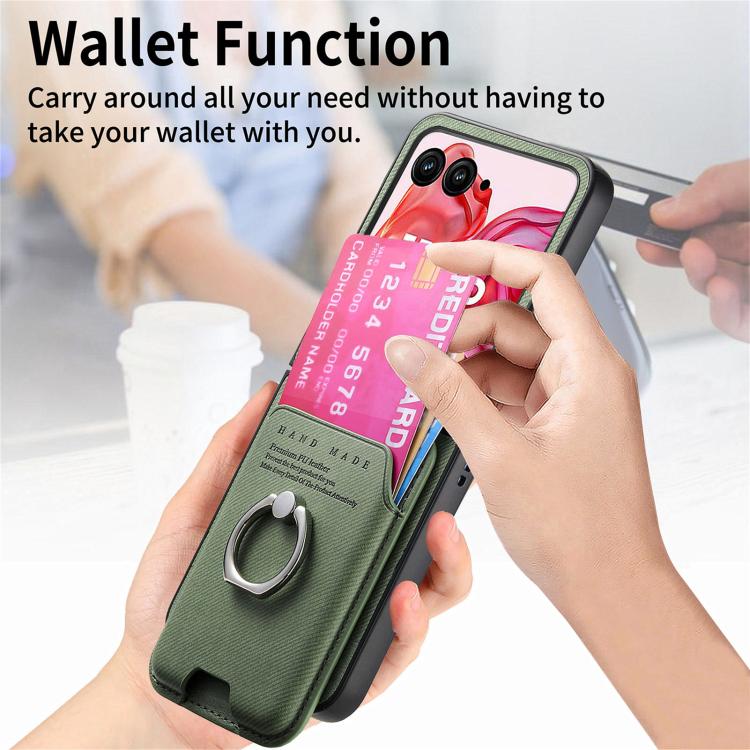 For Motorola Moto Razr 50 Ultra Twill Fabric Card Bag Ring Magnetic Back Phone Case