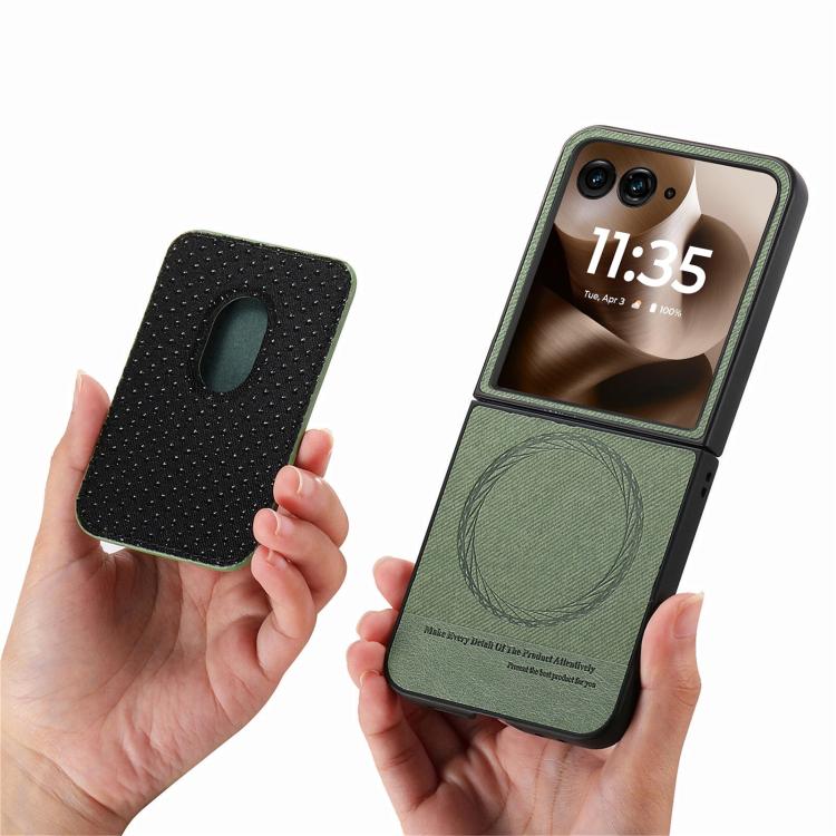 For Motorola Moto Razr 60 Ultra Twill Fabric Card Bag Ring Magnetic Back Phone Case