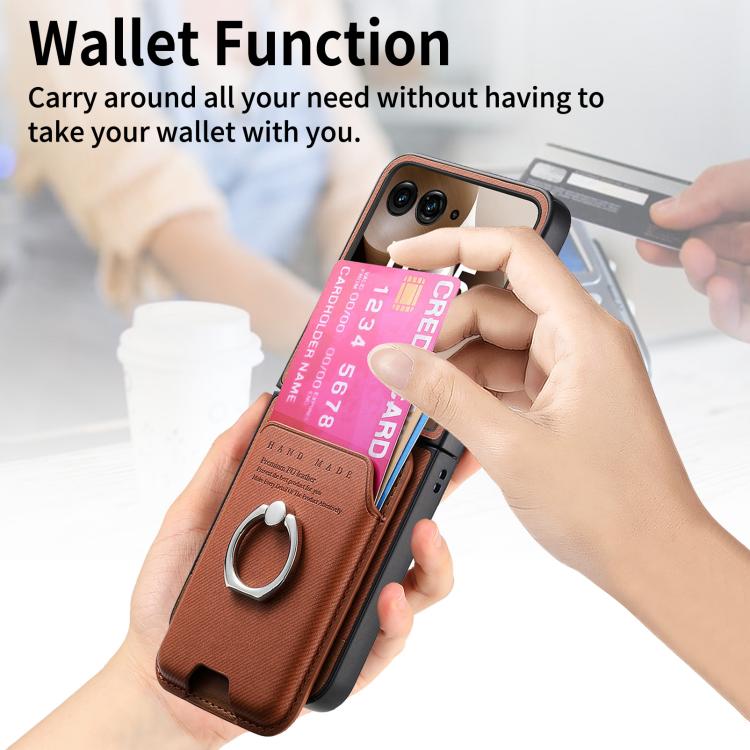 For Motorola Moto Razr 60 Ultra Twill Fabric Card Bag Ring Magnetic Back Phone Case