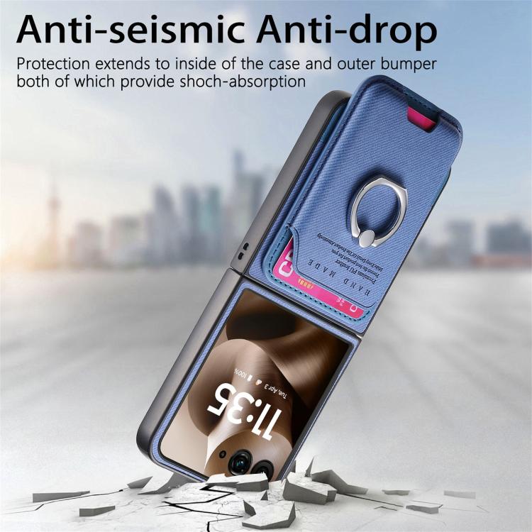 For Motorola Moto Razr 60 Ultra Twill Fabric Card Bag Ring Magnetic Back Phone Case