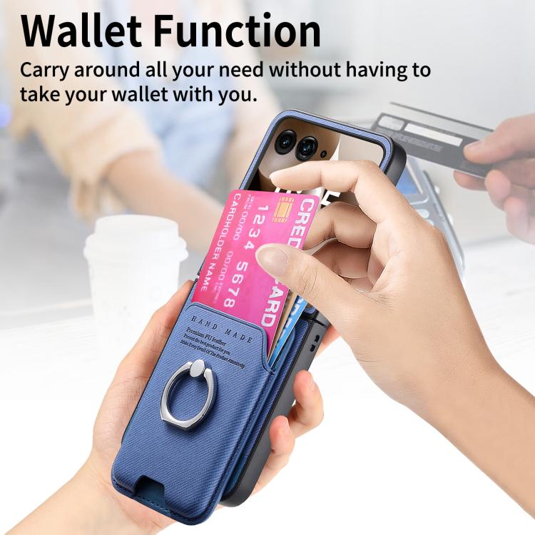 For Motorola Moto Razr 60 Ultra Twill Fabric Card Bag Ring Magnetic Back Phone Case