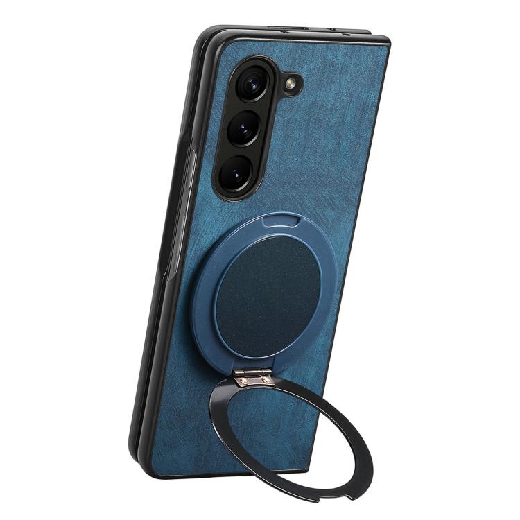 For Samsung Galaxy Z Fold6 Retro Leather Rotation Round Holder Phone Case