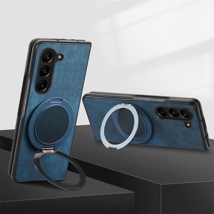 For Samsung Galaxy Z Fold6 Retro Leather Rotation Round Holder Phone Case