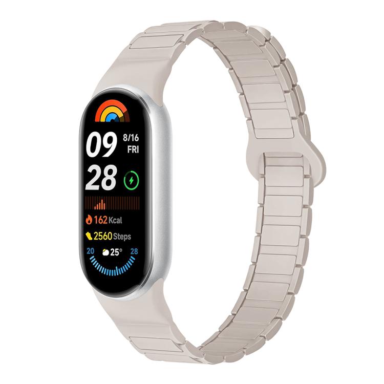 For Xiaomi Smart Band 10 / 9 / 8 Tri-beads Magnetic Silicone Watch Band
