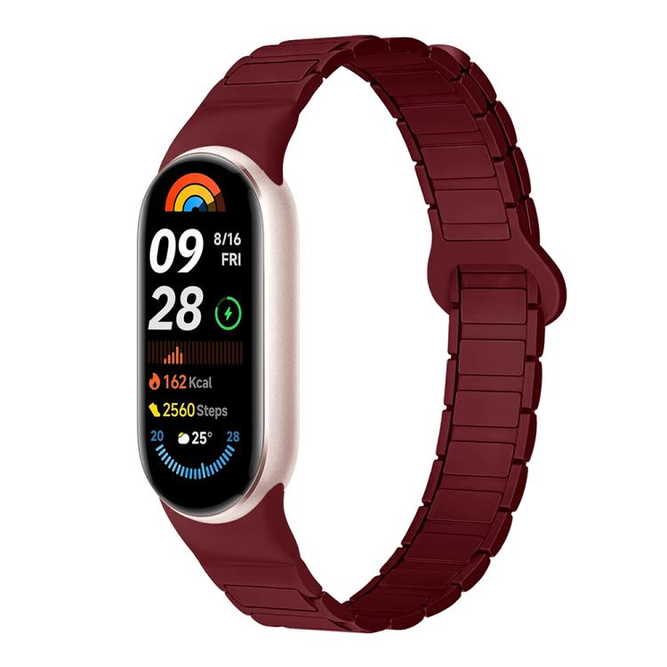 For Xiaomi Smart Band 10 / 9 / 8 Tri-beads Magnetic Silicone Watch Band