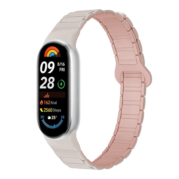 For Xiaomi Smart Band 10 / 9 / 8 Tri-beads Magnetic Silicone Watch Band