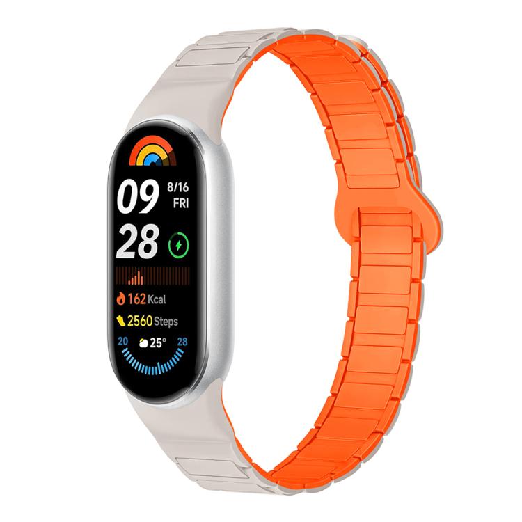 For Xiaomi Smart Band 10 / 9 / 8 Tri-beads Magnetic Silicone Watch Band