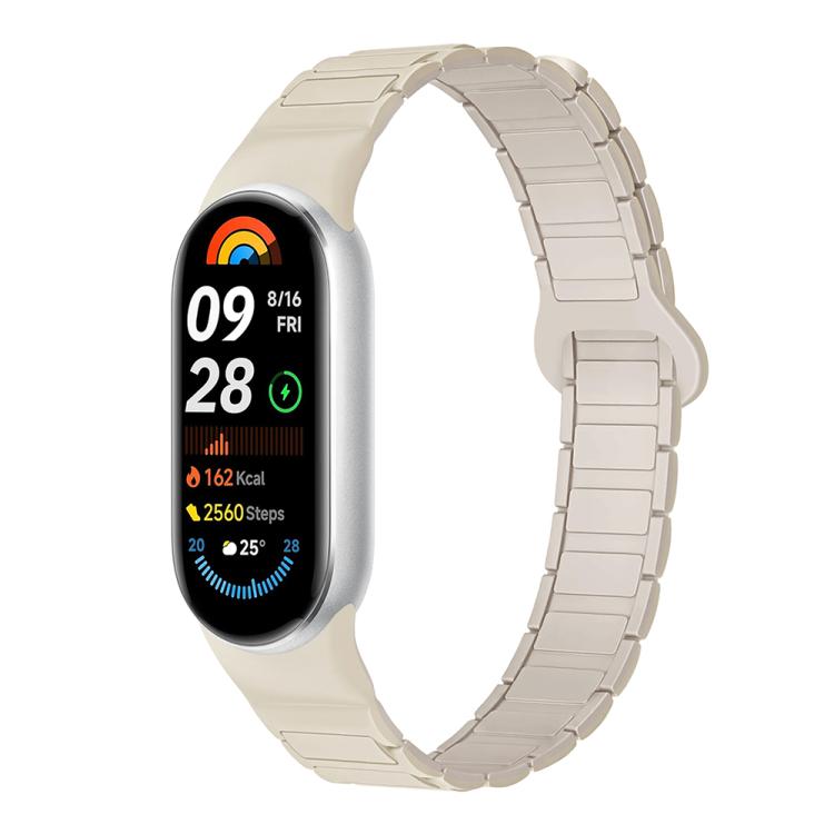 For Xiaomi Smart Band 10 / 9 / 8 Tri-beads Magnetic Silicone Watch Band