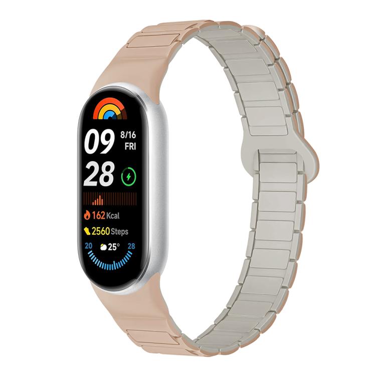 For Xiaomi Smart Band 10 / 9 / 8 Tri-beads Magnetic Silicone Watch Band