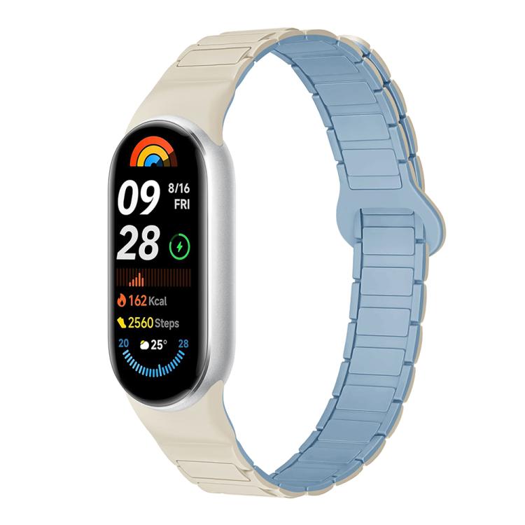 For Xiaomi Smart Band 10 / 9 / 8 Tri-beads Magnetic Silicone Watch Band