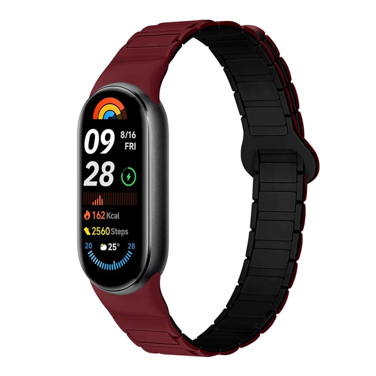 For Xiaomi Smart Band 10 / 9 / 8 Tri-beads Magnetic Silicone Watch Band
