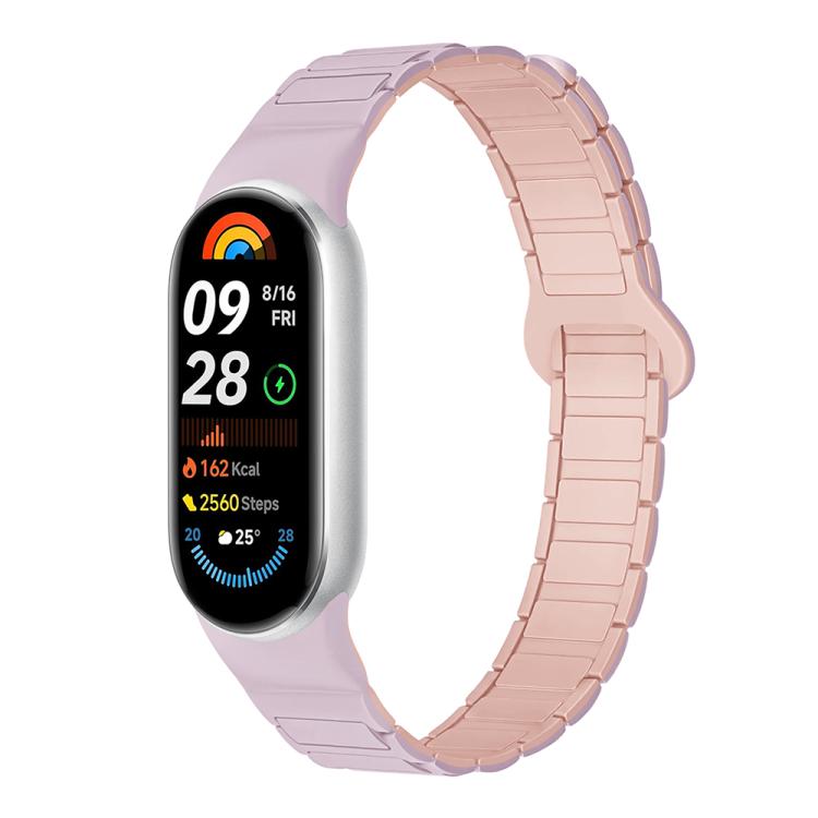 For Xiaomi Smart Band 10 / 9 / 8 Tri-beads Magnetic Silicone Watch Band