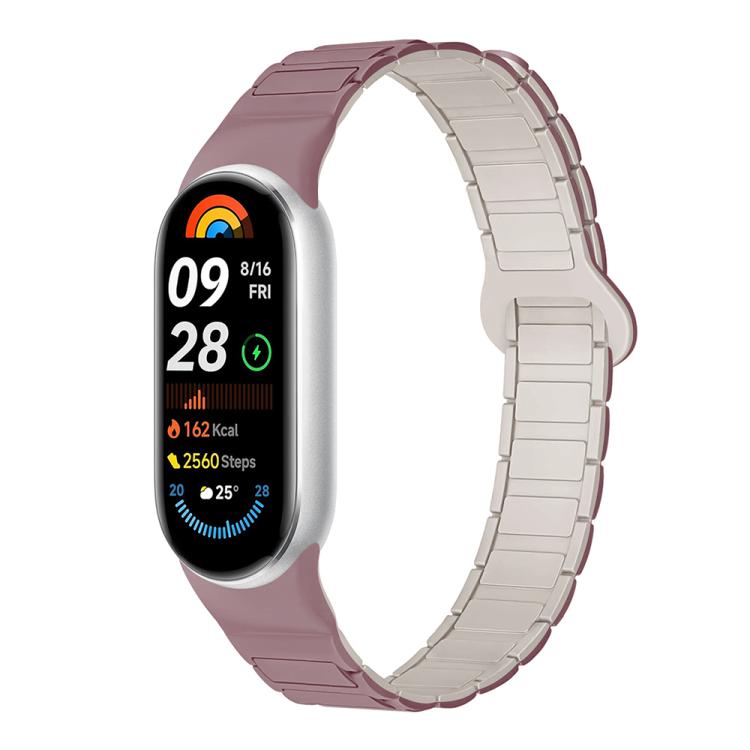 For Xiaomi Smart Band 10 / 9 / 8 Tri-beads Magnetic Silicone Watch Band