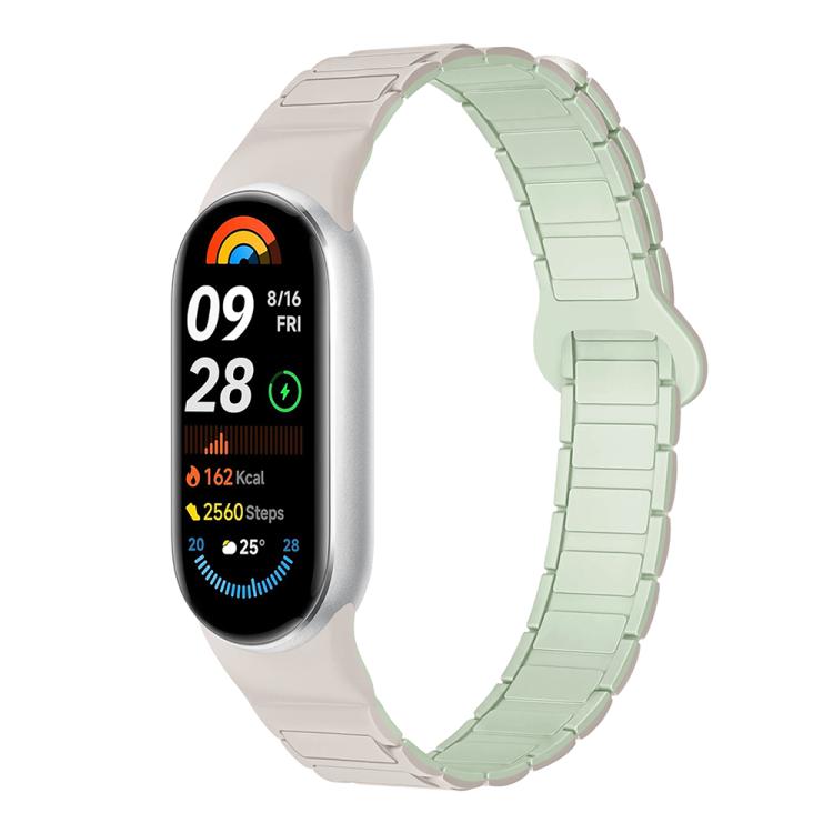 For Xiaomi Smart Band 10 / 9 / 8 Tri-beads Magnetic Silicone Watch Band