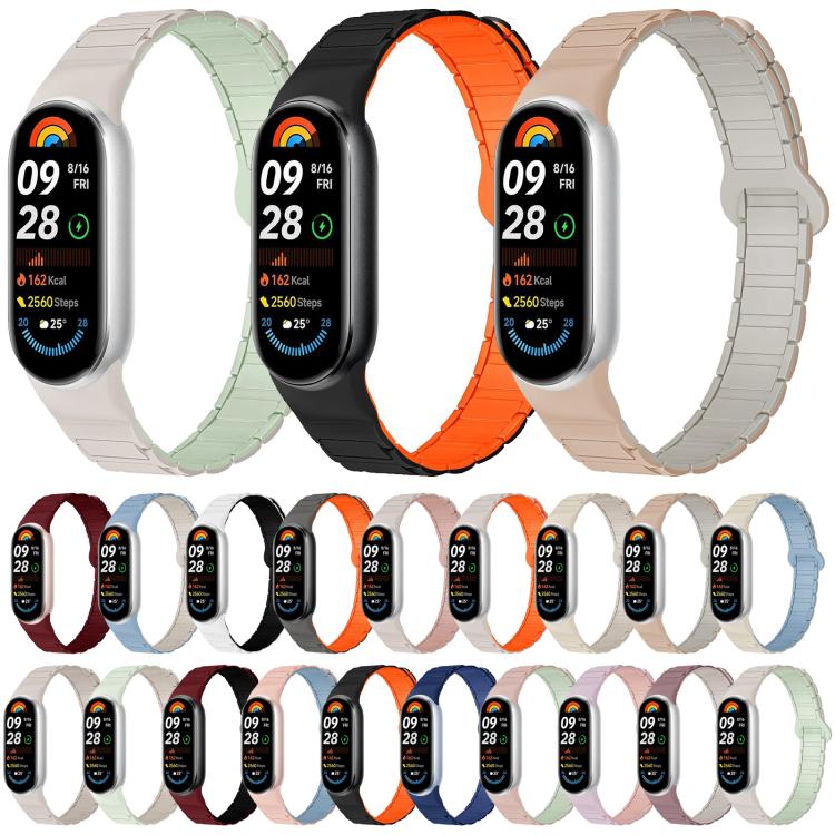 For Xiaomi Smart Band 10 / 9 / 8 Tri-beads Magnetic Silicone Watch Band