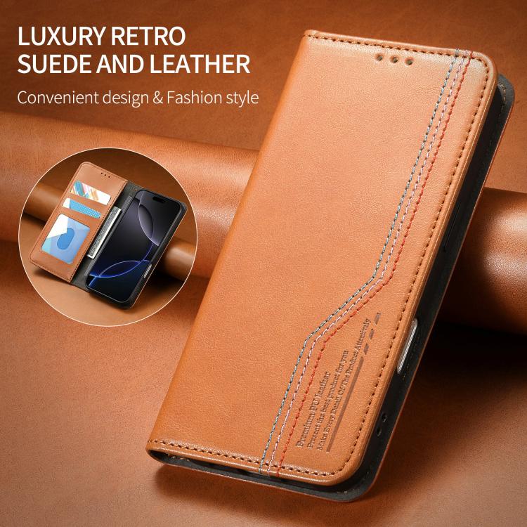 For iPhone 17 Elastic Wristband Magnetic Suction Leather Phone Case
