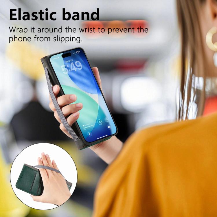 For iPhone Air Elastic Wristband Magnetic Suction Leather Phone Case