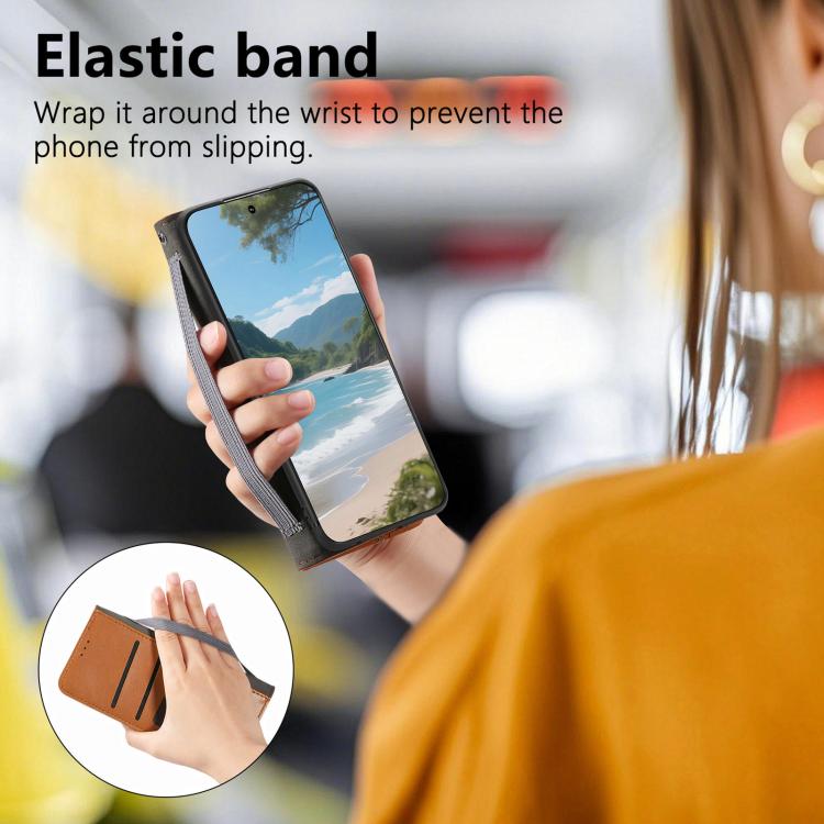 For iPhone 17 Pro Elastic Wristband Magnetic Suction Leather Phone Case