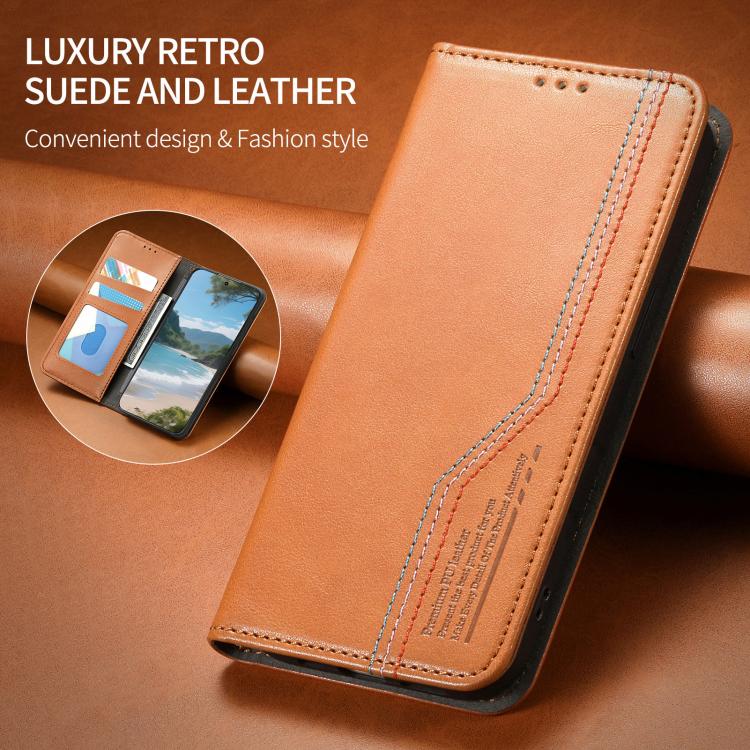 For iPhone 14 Pro Max Elastic Wristband Magnetic Suction Leather Phone Case
