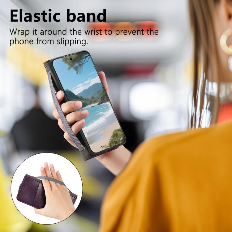 For iPhone 16 Pro Elastic Wristband Magnetic Suction Leather Phone Case